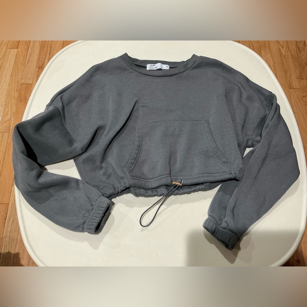 Slate Gray Cropped Sweatshirt
